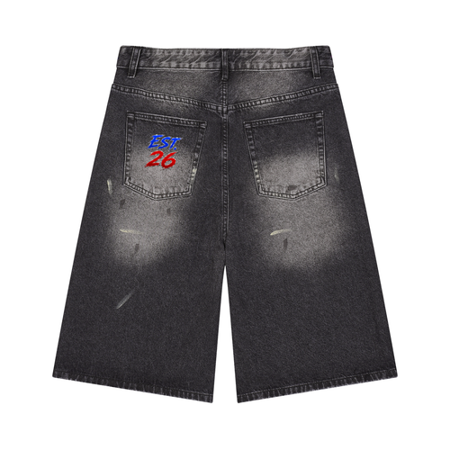 Men’s Vintage Wash Wide Leg Denim Shorts