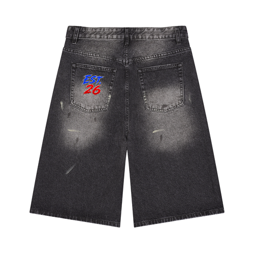 Men’s Vintage Wash Wide Leg Denim Shorts